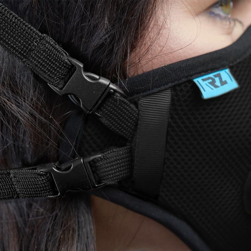 RZMask M2.5 Dust Face Mask Black with Replaceable Filters in hot dusty workshop