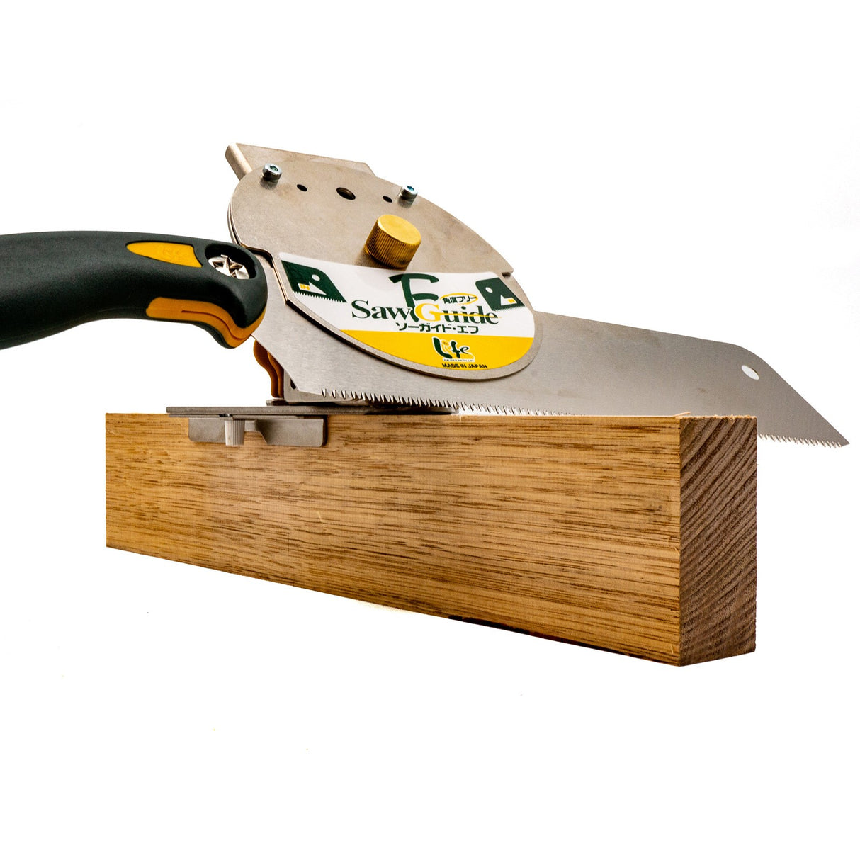 Zetsaw Japanese Compound Mitre Hand Saw Guide Set in action, enabling precise angles from 45 degrees left to right on both axes