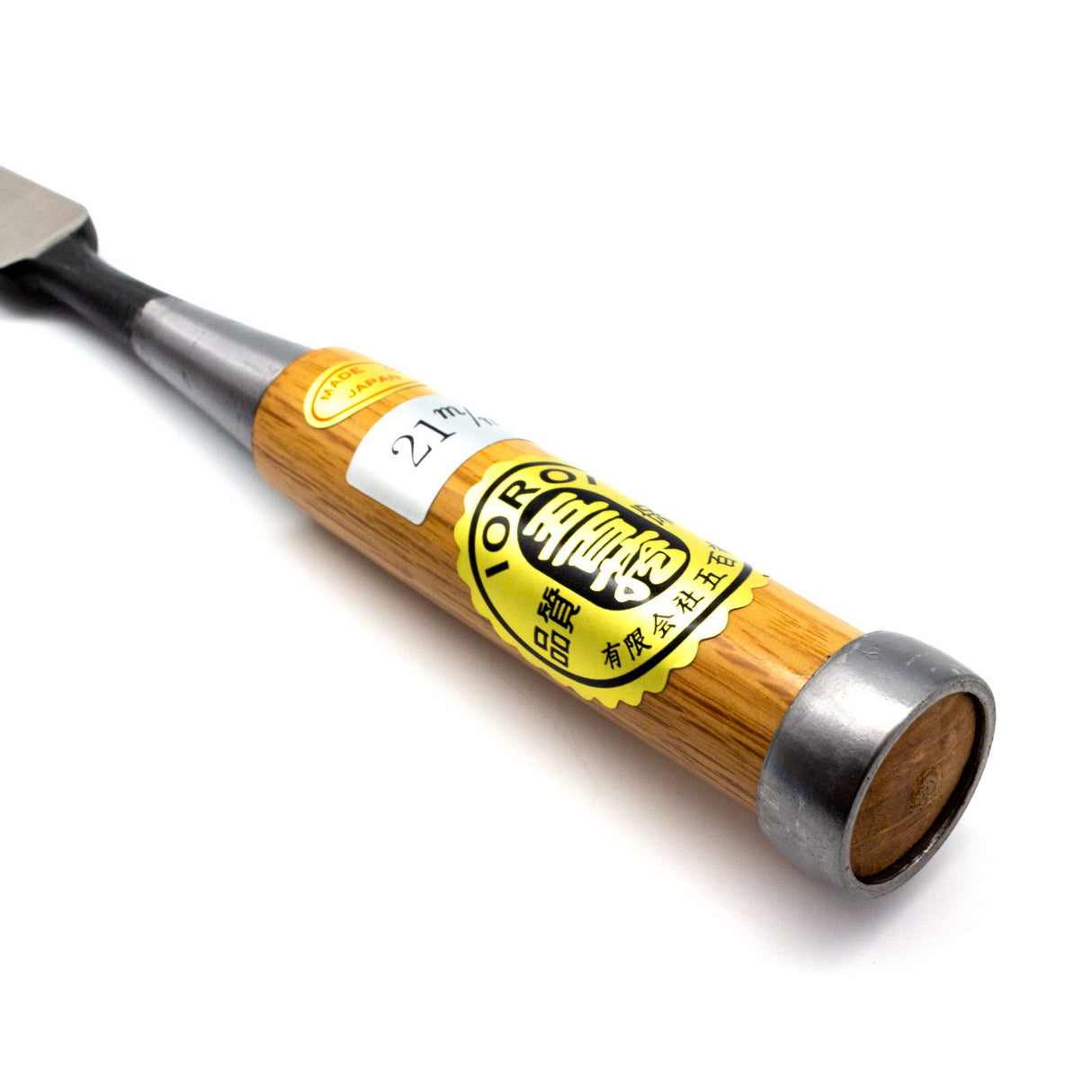 Japanese Oire Nomi Chisels with Red Oak Handle, detailed view of blade and handle craftsmanship