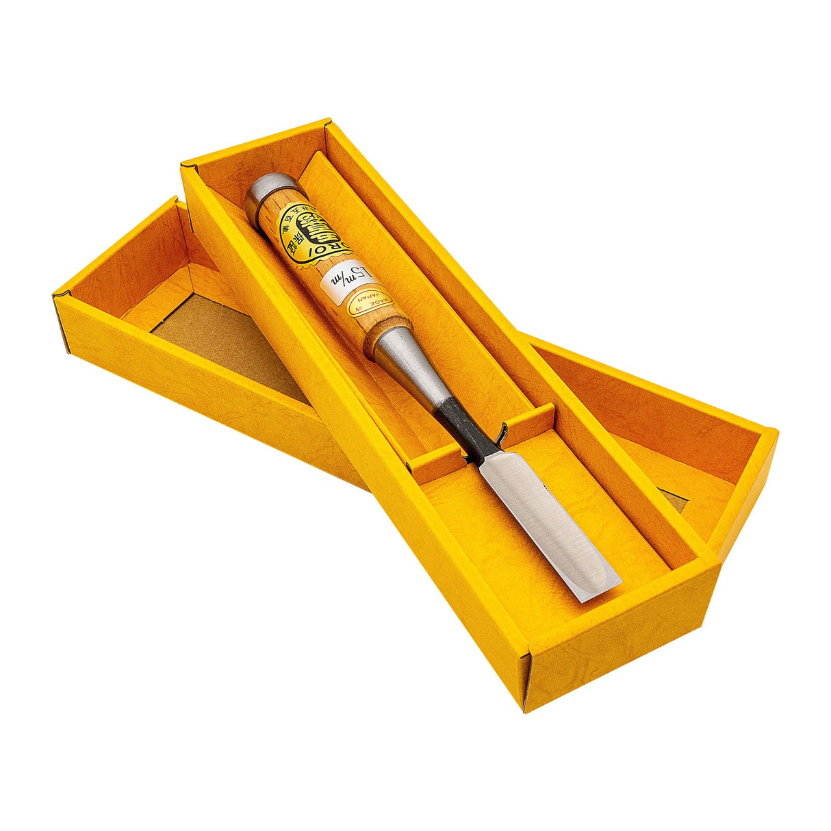 Japanese Umeki Oire Nomi Chisel 21mm with Red Oak Handle, highlighting its forge welded blade and hardwood handle craftsmanship