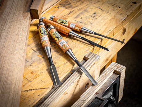Ioroi Craftperson's Set of 4 Super Fine Umeki Oire Nomi Japanese Chisels - High-quality Japanese woodworking chisels with hardwood handles