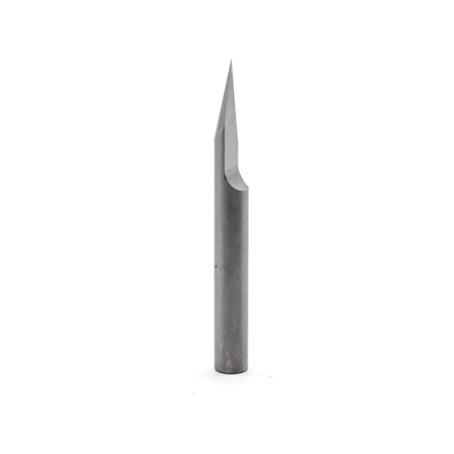 Torquata V Groove CNC Router Bit 30 Degree Angle 1/4in Shank in use on a non-ferrous material