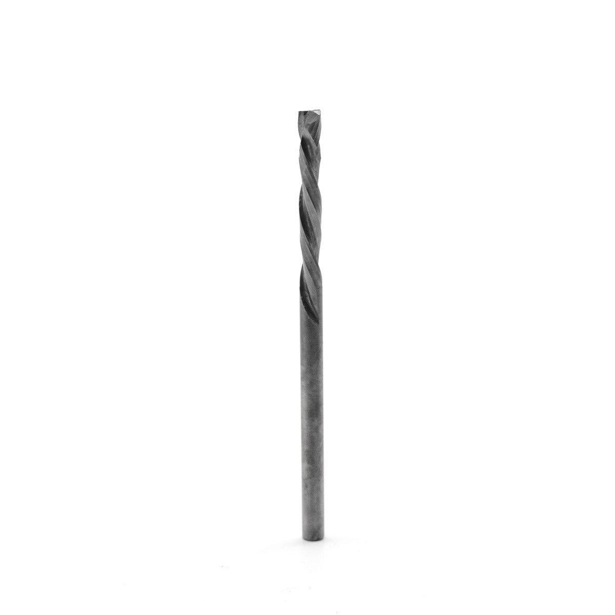 Torquata 1/8in Shank 3.1mm Twin Flute Solid Carbide Compression Spiral CNC Bit in use on plastic material