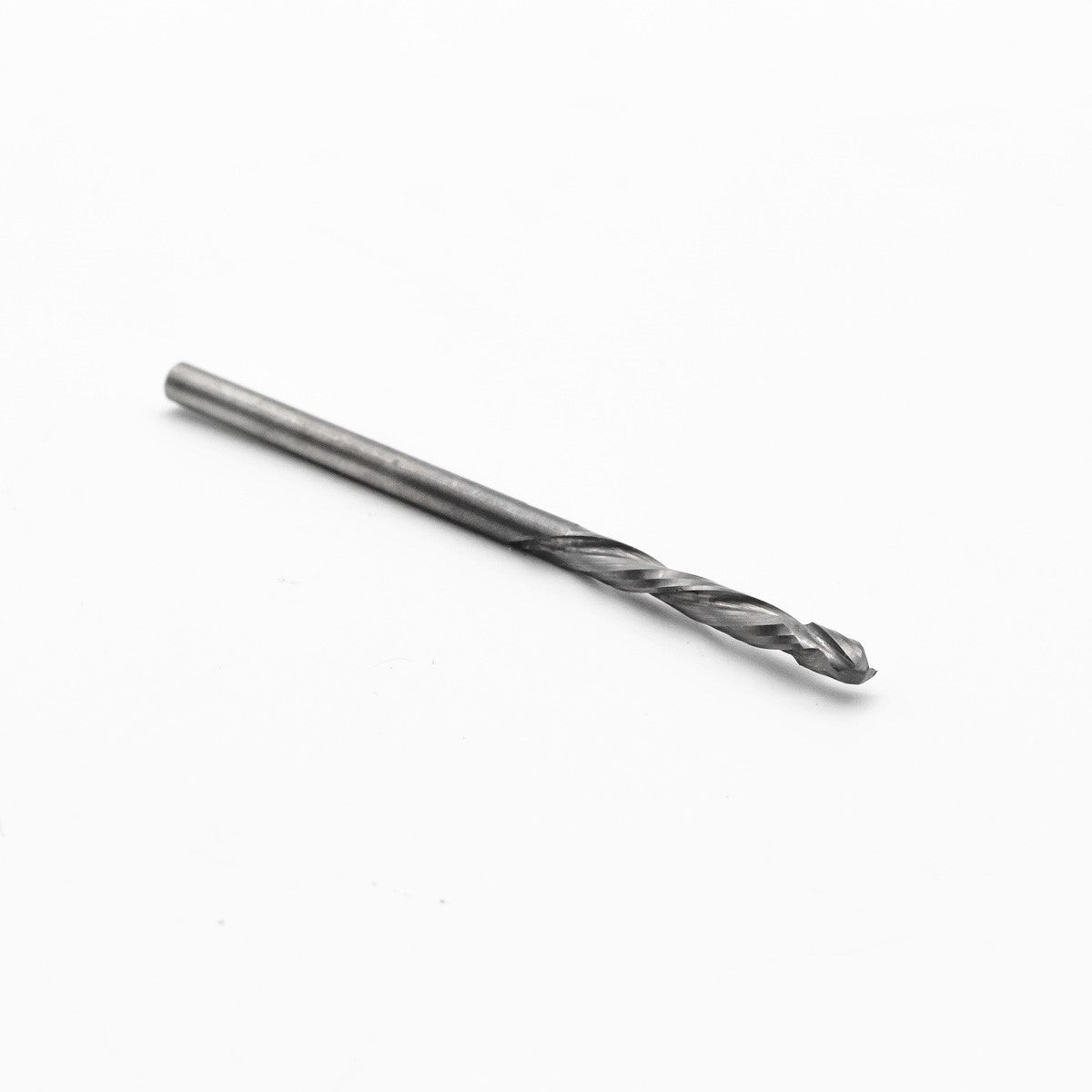 Torquata 1/8in Shank 3.1mm Twin Flute Solid Carbide Compression Spiral CNC Bit in use on non-ferrous material