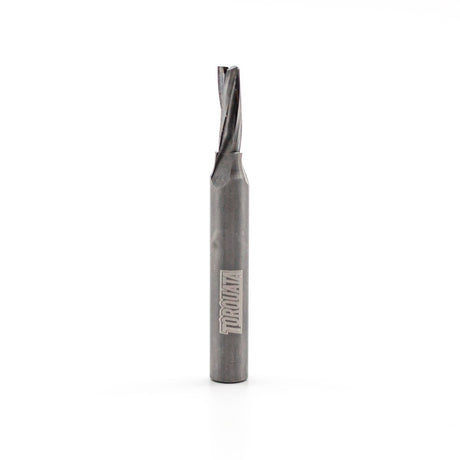Torquata Triple-Flute Upcut Spiral CNC Router Bit in action on plastic and composite panel