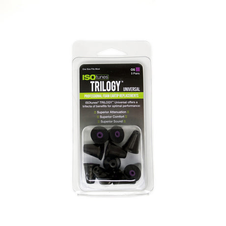 ISOtunes TRILOGY Universal Foam Eartips for ISOtunes Earbuds - 5 Pairs in packaging