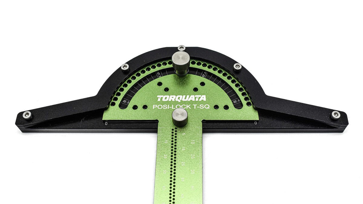 Torquata 300mm Posi-Lock T Square with Protractor, a precise woodworking marking tool