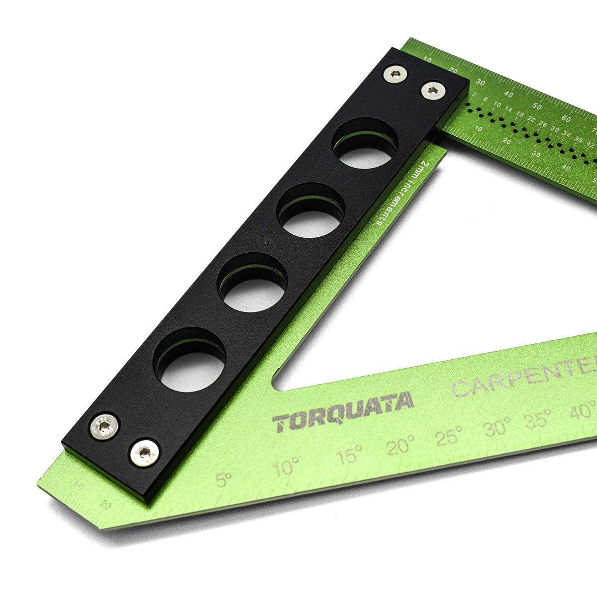 Torquata Triangular Carpenters Square 90/45 Degree 210mm in use on wooden workbench