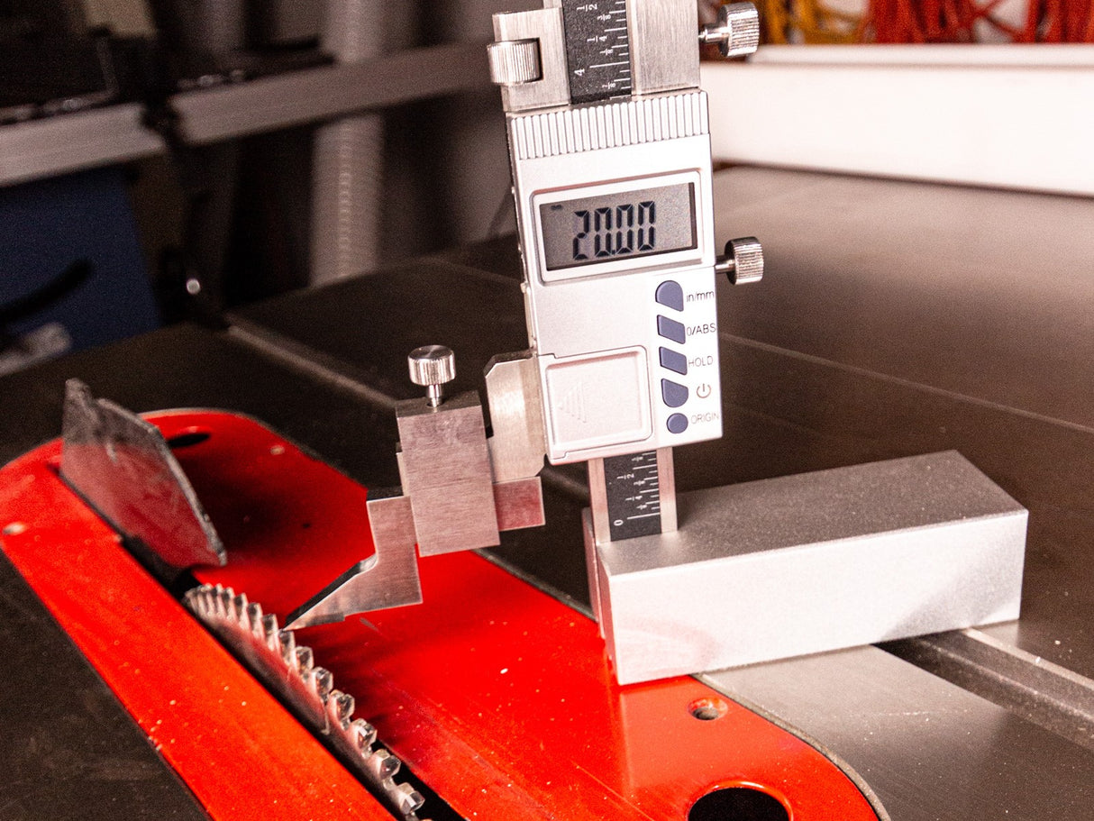 Adjustable blade digital height gauge with magnetic base by iGaging for precise woodworking measurements