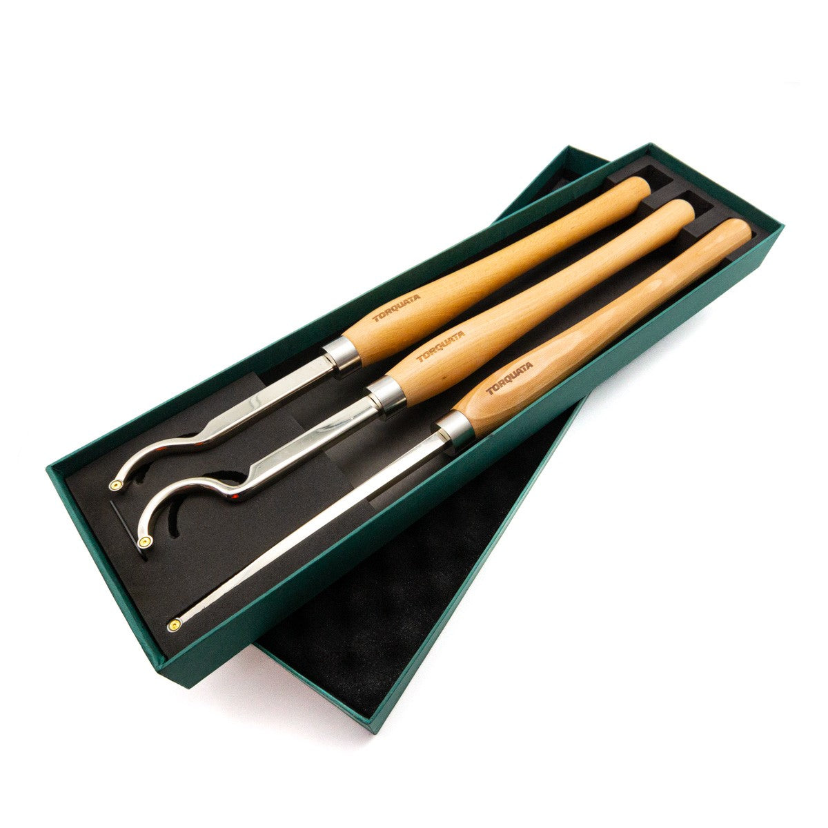 Torquata Set of 3 TCT Hollowing Tools for Woodturning - Extra-long straight and narrow tool for deep hollowing