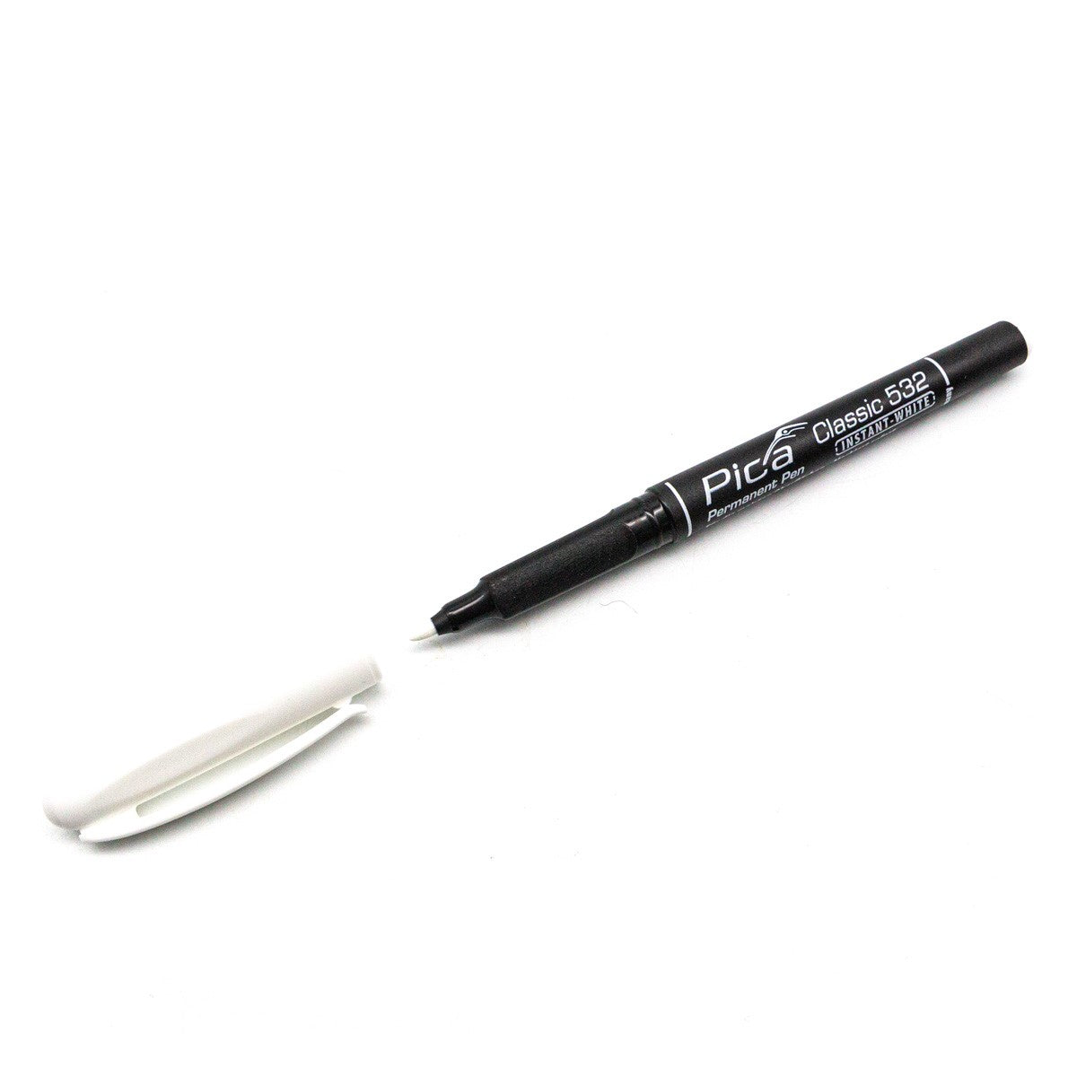 Pica Classic 532 Permanent White Pen 1-2mm Bullet Tip, water-resistant ink on dark surface