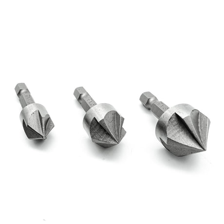 P & N Quickbit Impact Countersinks Rose Head Set of Three CR-V 1/4in Hex Shank in Australian woodworking tools store
