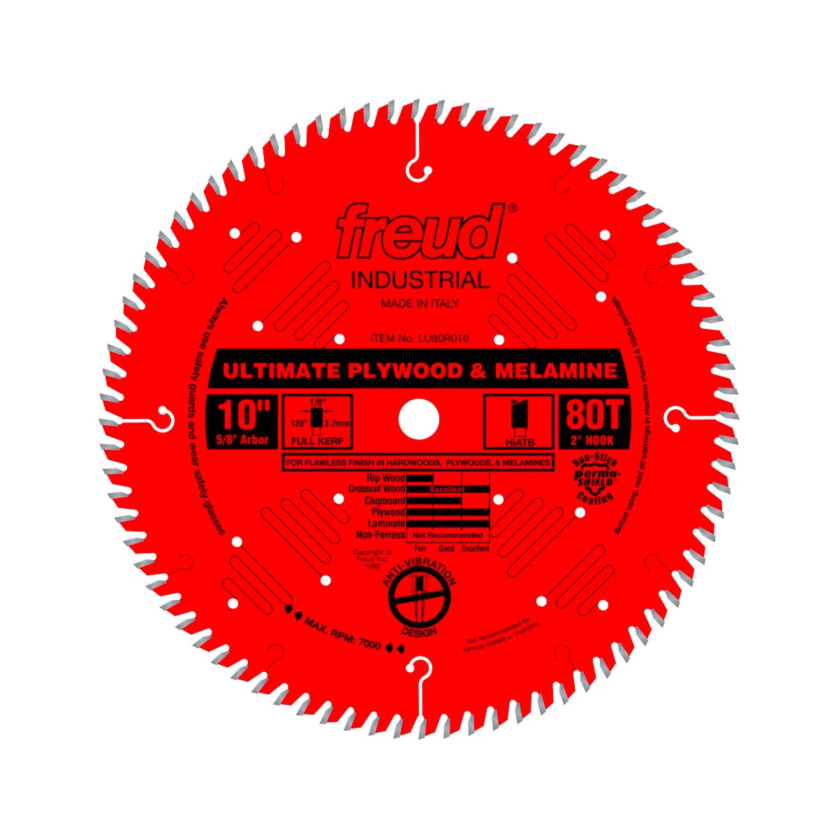 Freud Ultimate Plywood & Melamine Circular Saw Blade, 254mm diameter, 80 teeth, ideal for chip-free edges in plywoods and laminates