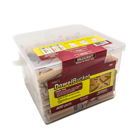 Milescraft Dowel Joining Pins Variety Bucket, 400 pins: Metric 6mm 8mm 10mm Fluted