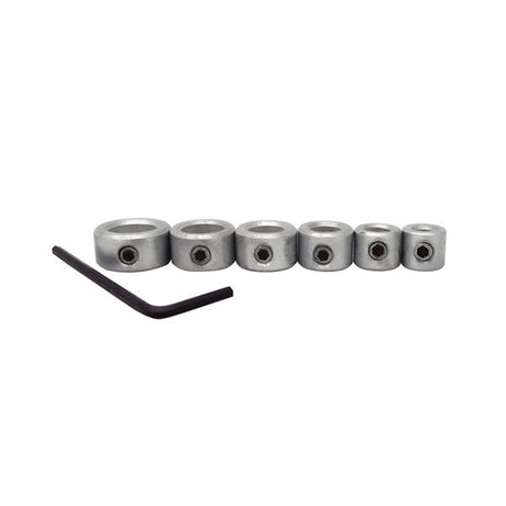 Milescraft drill depth stops set of 7 metric stop collars in use on woodworking project