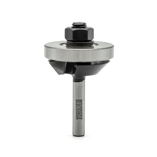 Torquata Laminate Mitre Joint Router Bit creating a 45° reverse bevel for seamless laminate corner joints