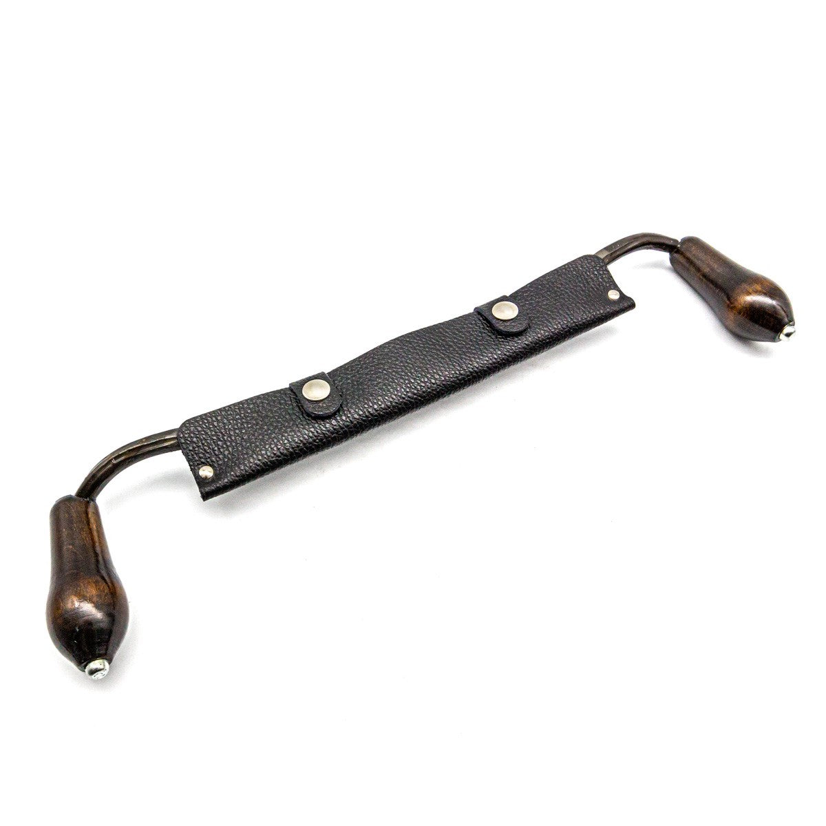 Narex Curved Drawknife with Beech Handle and Leather Cover in angled position