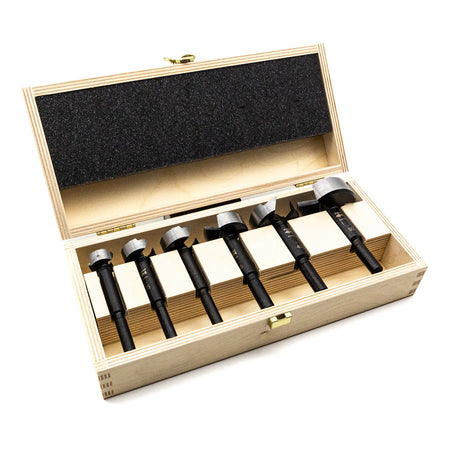 Fisch Wave Cutter Forstner Bits Set of 6 in action, demonstrating high performance and precision woodworking capabilities