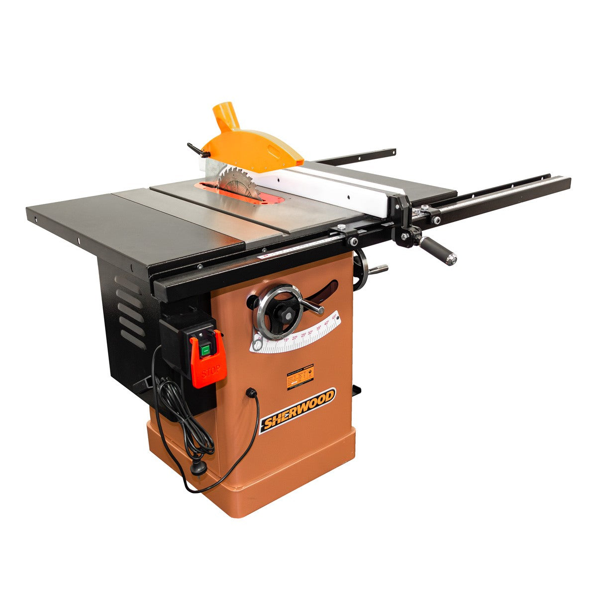 Sherwood 10in Hybrid Cabinet Table Saw, powerful 1500W motor, ideal for woodworking enthusiasts