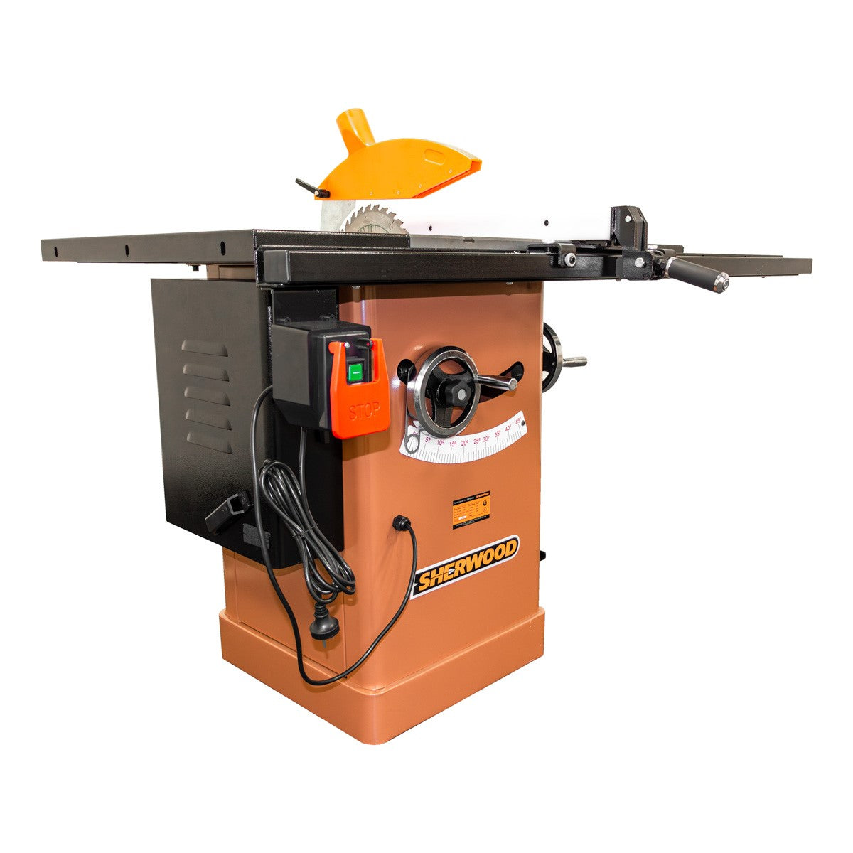 Sherwood 10in Hybrid Cabinet Table Saw in use, showcasing its power and precision