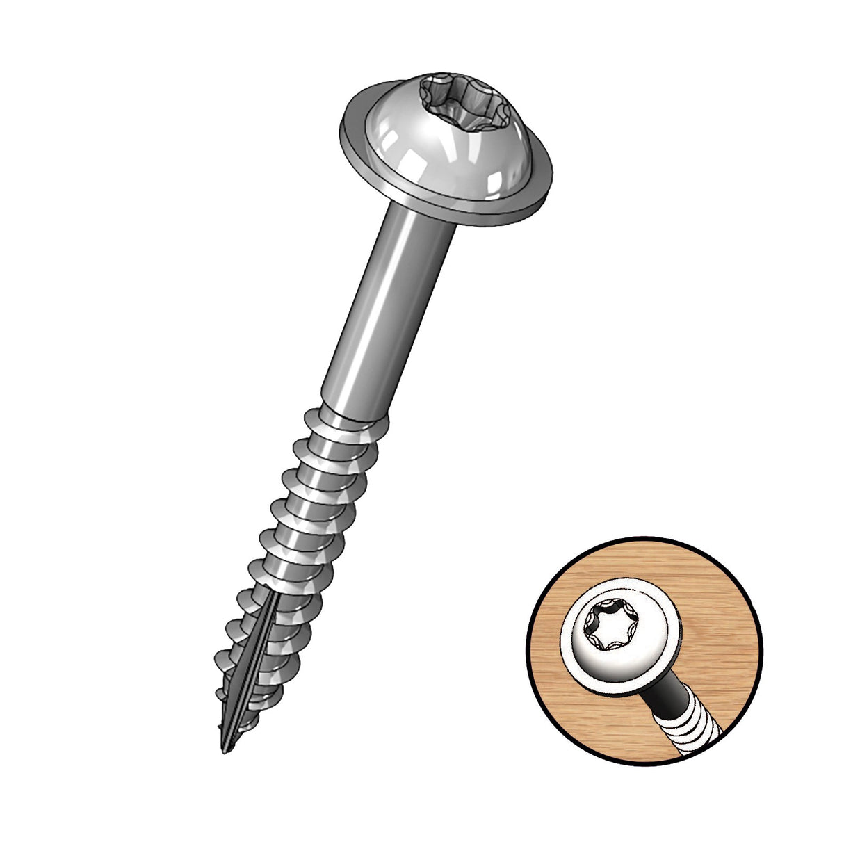 Milescraft 31mm Coarse Thread Pocket Hole Screws in Zinc Coated T20 Star Design