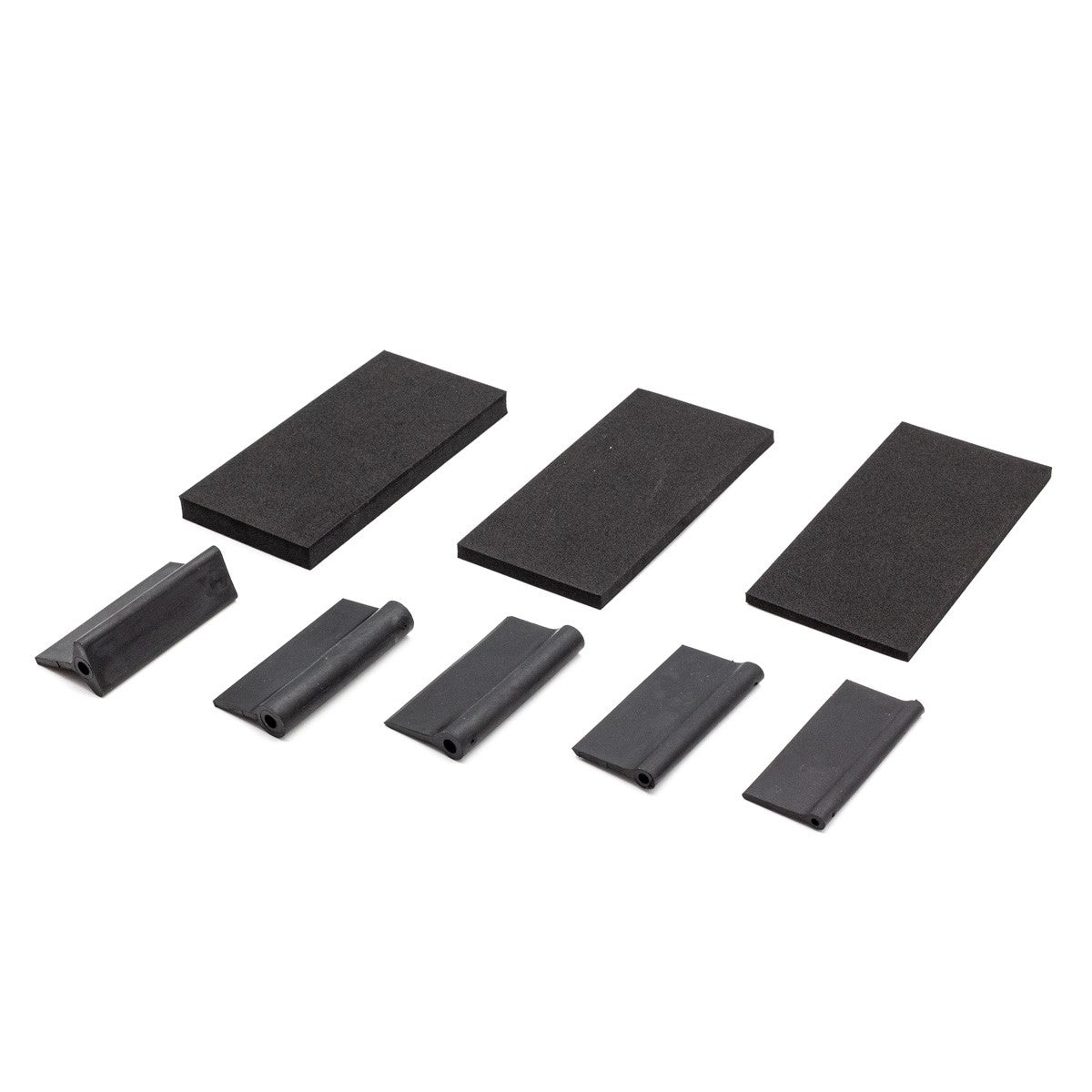 Set of 8 Contour Profile Sanding Pads in action on curved wood surface