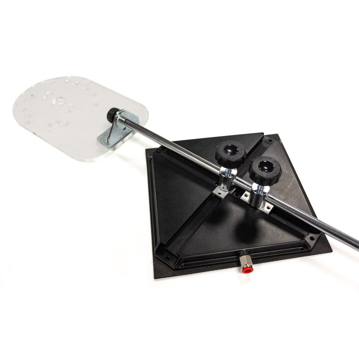 Australian-made Circle and Ellipse Router Jig in use on wood piece with precise curves and accuracy