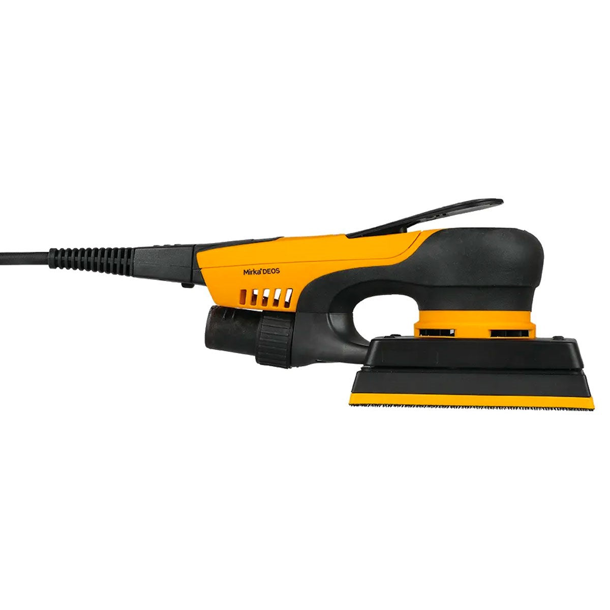 Mirka Orbital Sander DEOS Rectangular - 70 x 198mm - 3.0mm Orbit 383CV in use on wood surface