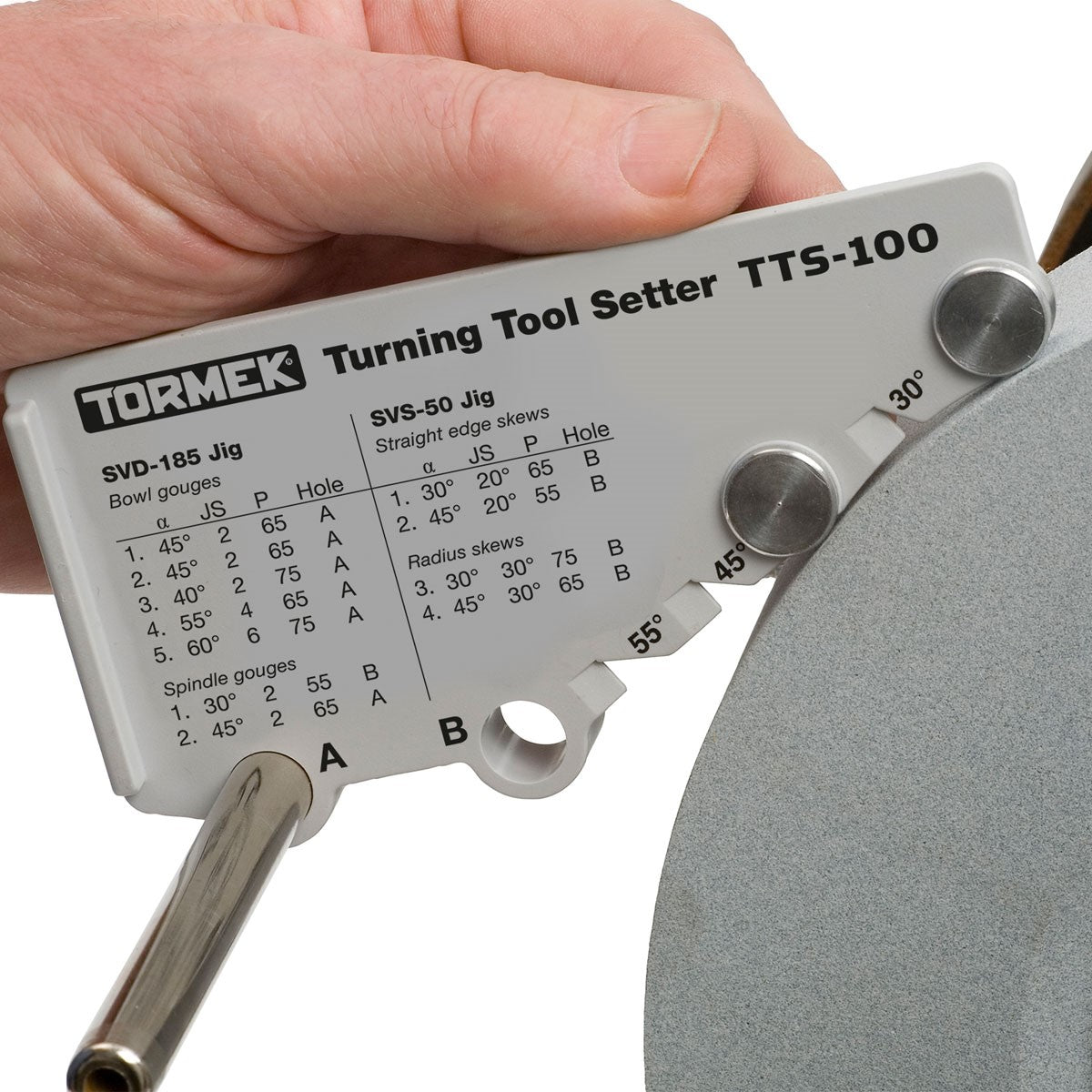 Tormek Wetstone Grinder Turning Tool Setter Jig in action