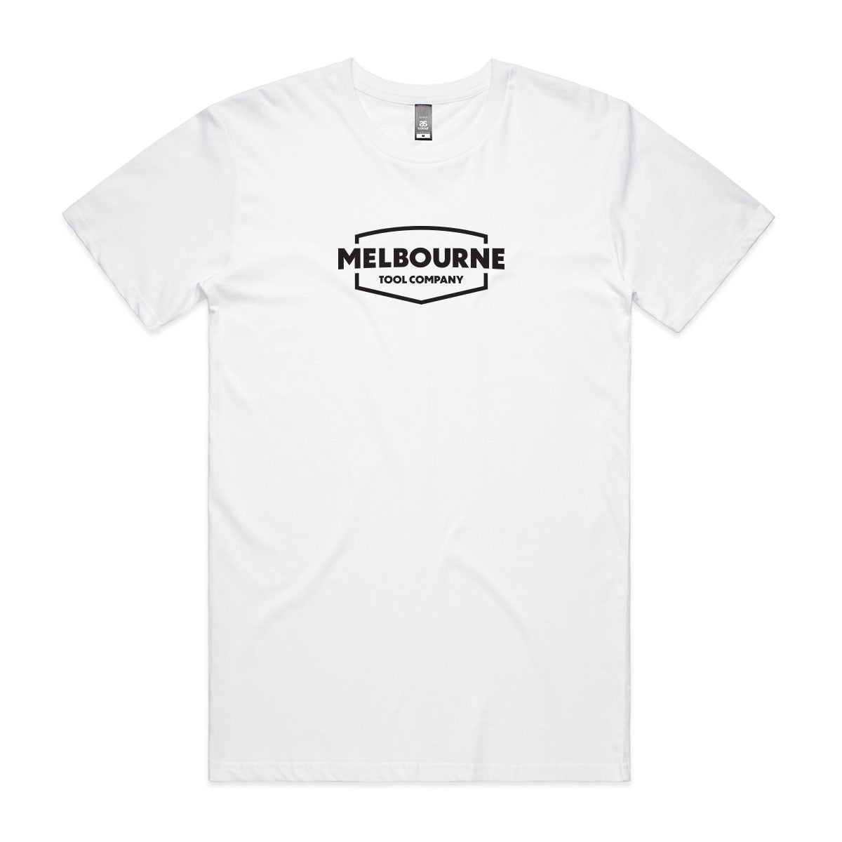 Melbourne Tool Company Snow White T-Shirt with Chevron Logo, front view