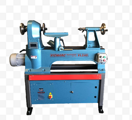 Vicmarc VL240 Heavy Duty Wood Lathe with Adjustable Stand Mount 2HP EVS in Australian workshop setting