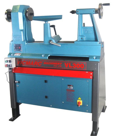 Vicmarc VL300S Wood Lathe with Short Stand Mount in Australian workshop setting