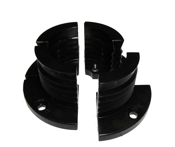 Vicmarc Shark Jaws for VM120/150 lathe chuck, featuring serrated inner and outer surfaces for secure grip on cylinder spigots
