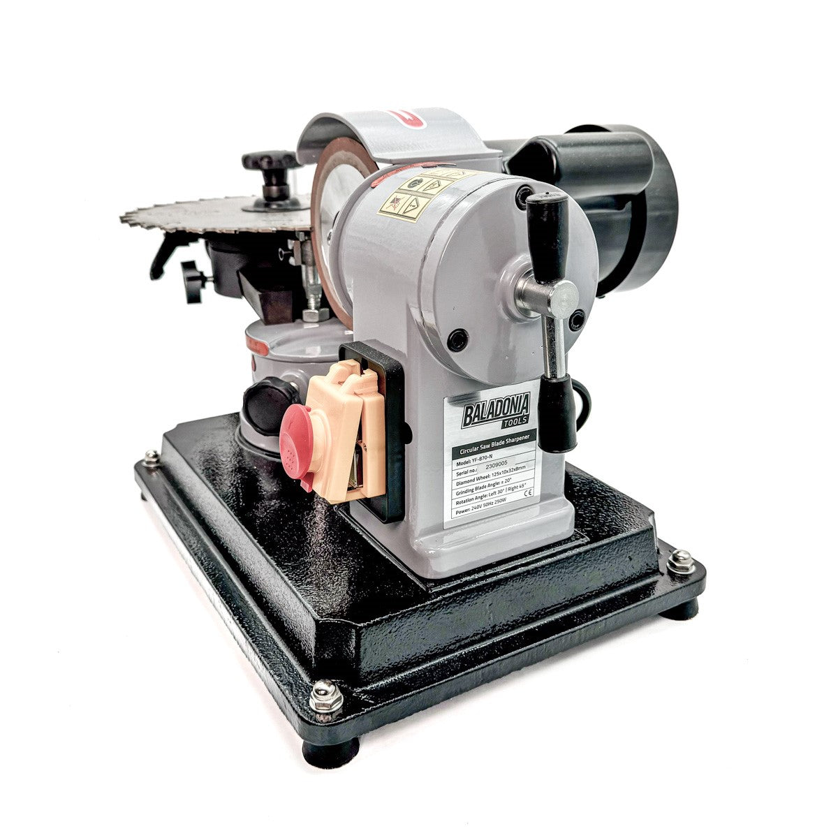 Baladonia Circular Saw Blade Sharpener with Diamond Wheel in use