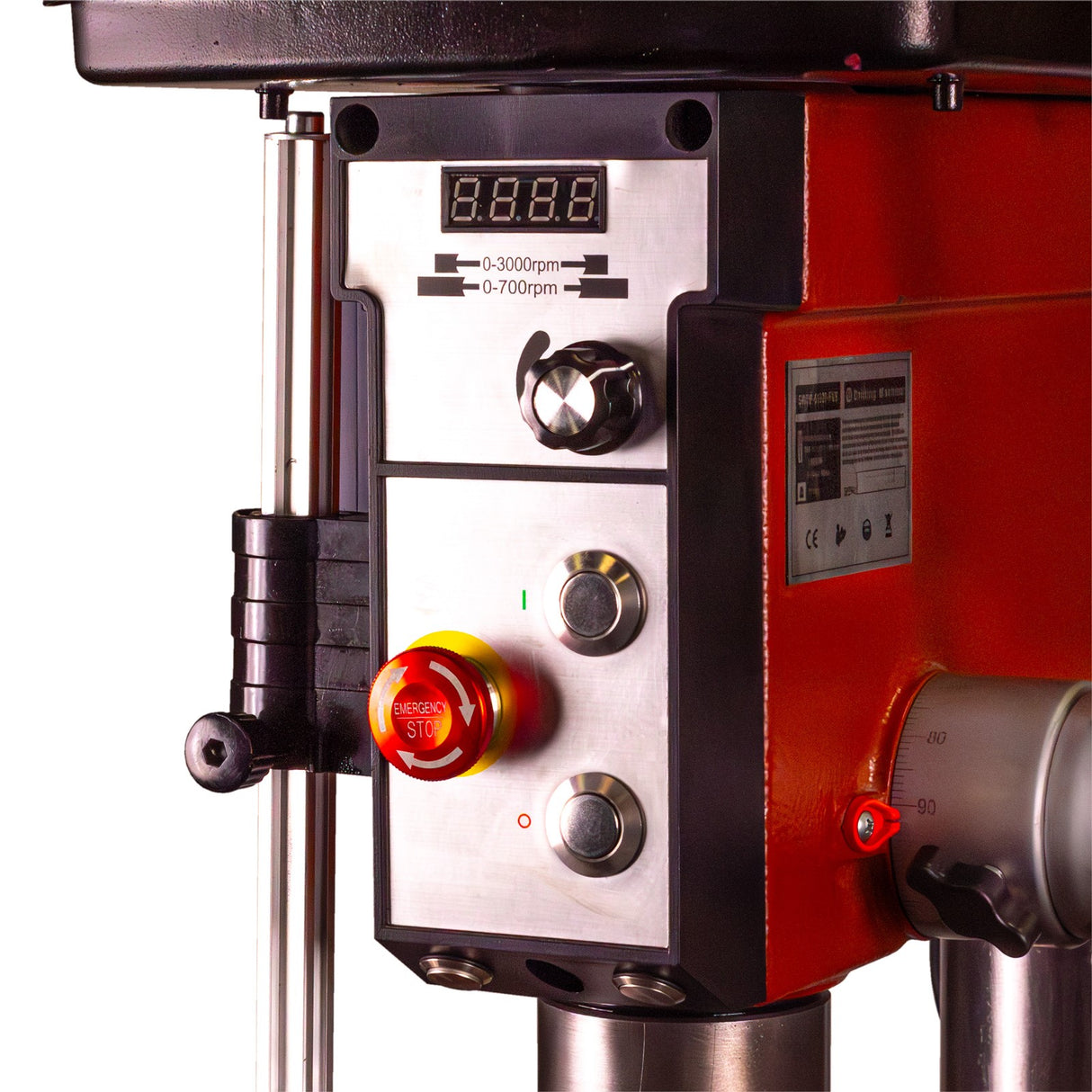 Sherwood EVS Pedestal Drill Press 1500W in action, showcasing precise drilling capabilities