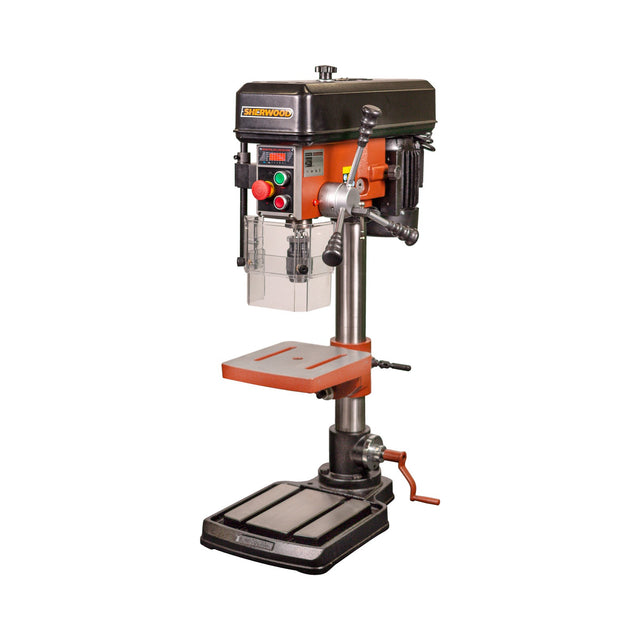 Sherwood Precision Benchtop Drill Press 550W in action drilling various materials