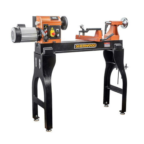 Sherwood Maxi EVS Wood Lathe 400mm Swing 1500W 2HP with Stand in action