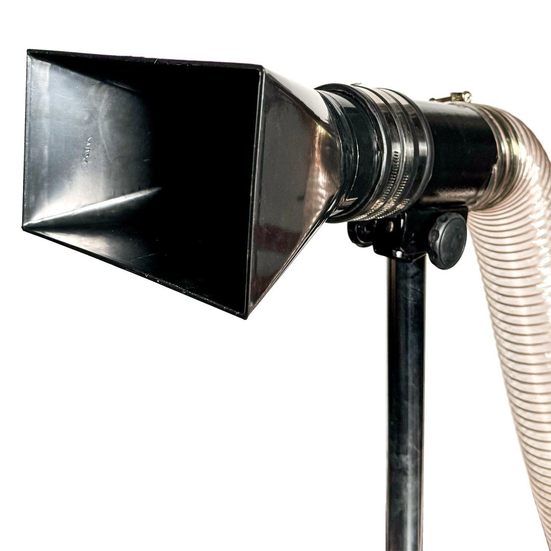 Sherwood Variable Height Dust Extraction Hood Stand for 4in Ducts in Workshop Setting