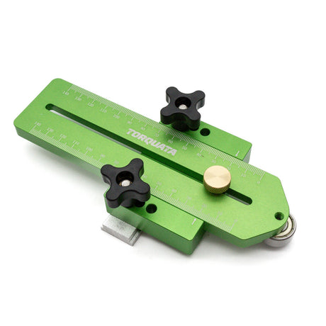 Torquata Thin Ripping Jig in use on table saw mitre track