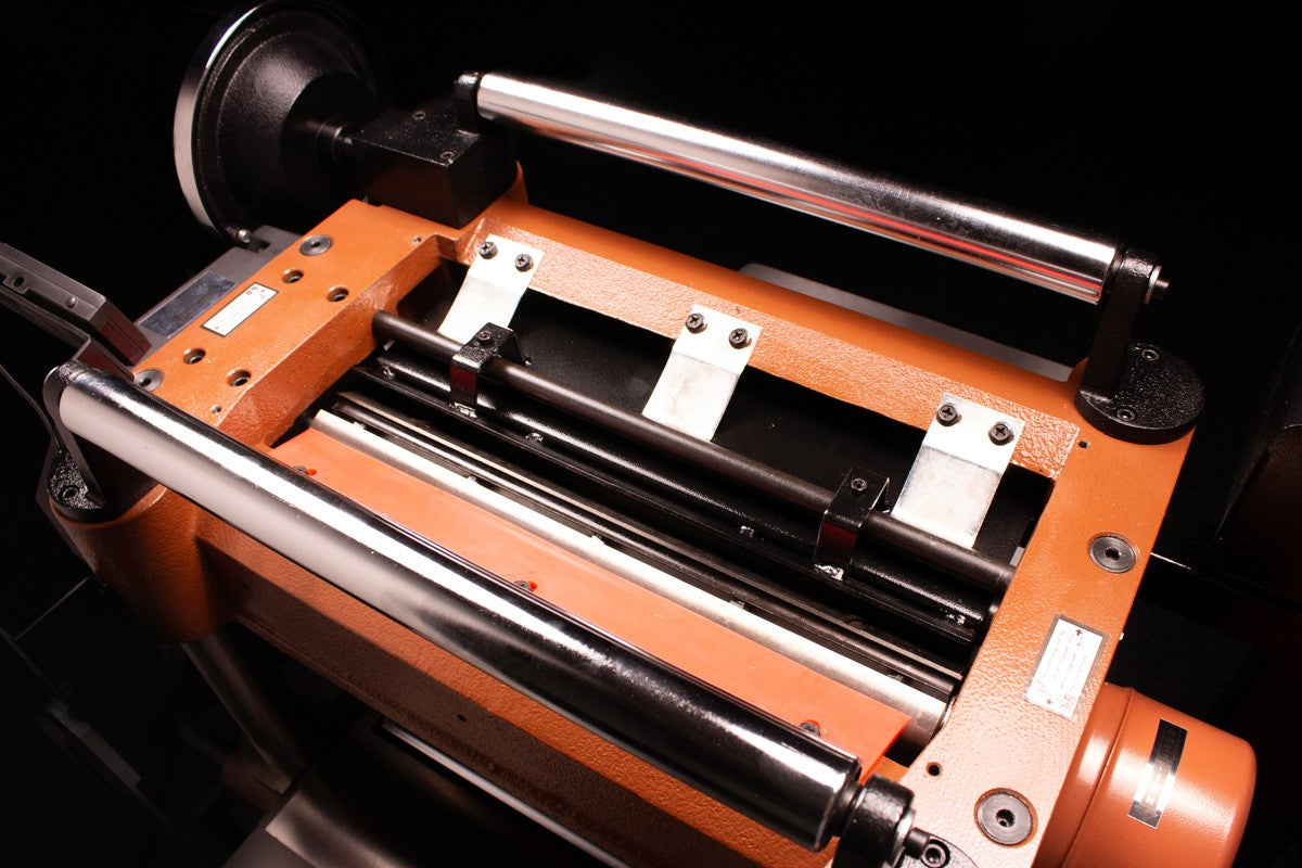 Sherwood 16in Industrial Thicknesser with Straight Cutterhead in action, ideal for Australian woodworking enthusiasts