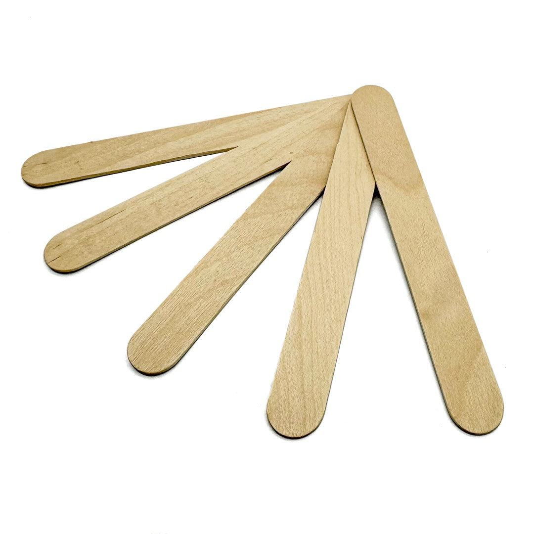 Pack of 25 natural wooden mixing sticks for resin and finishes, 150mm x 17mm, biodegradable, ideal for epoxy and paint mixing