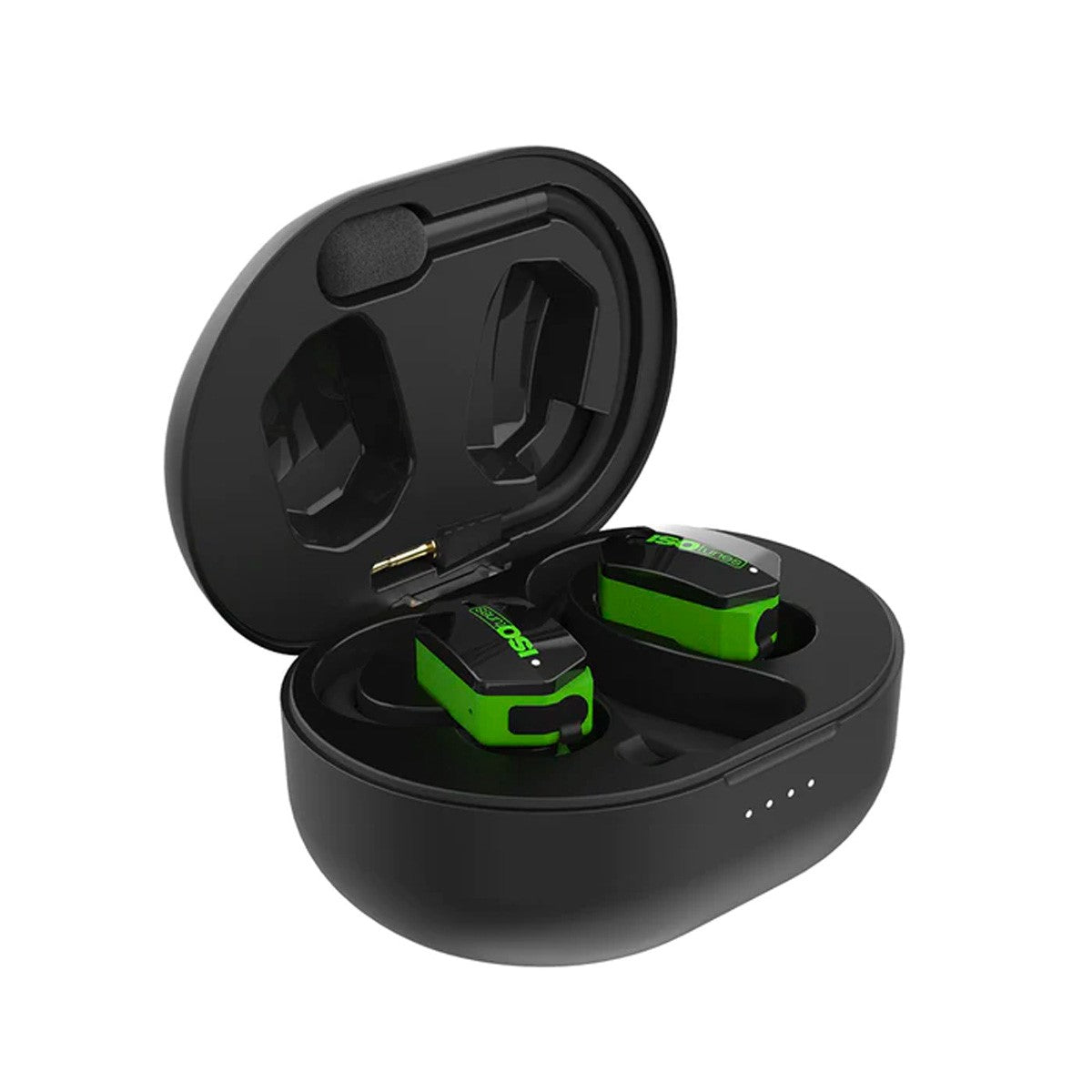 ISOtunes Ultracomm Aware Bluetooth Earbuds with Boom Mic in woodworker's ear
