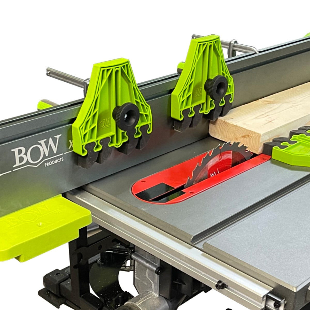 BOW Products 24in XT XTENDER Fence Starter Set in use on woodworking machine