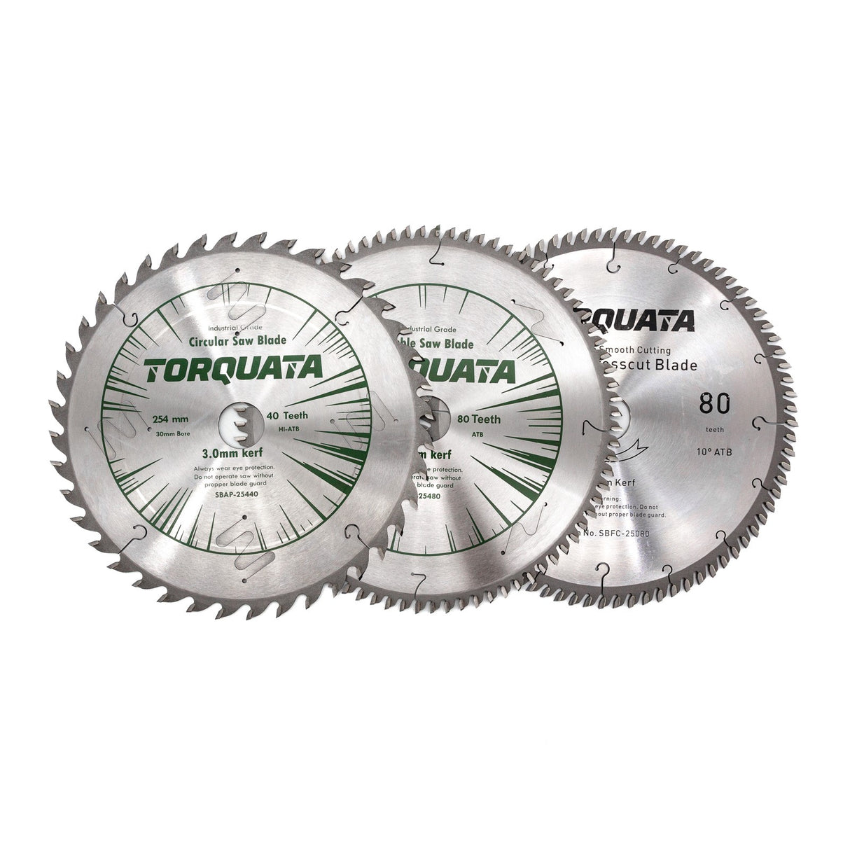 Torquata set of 3 general purpose circular saw blades, 254mm diameter, 30mm bore