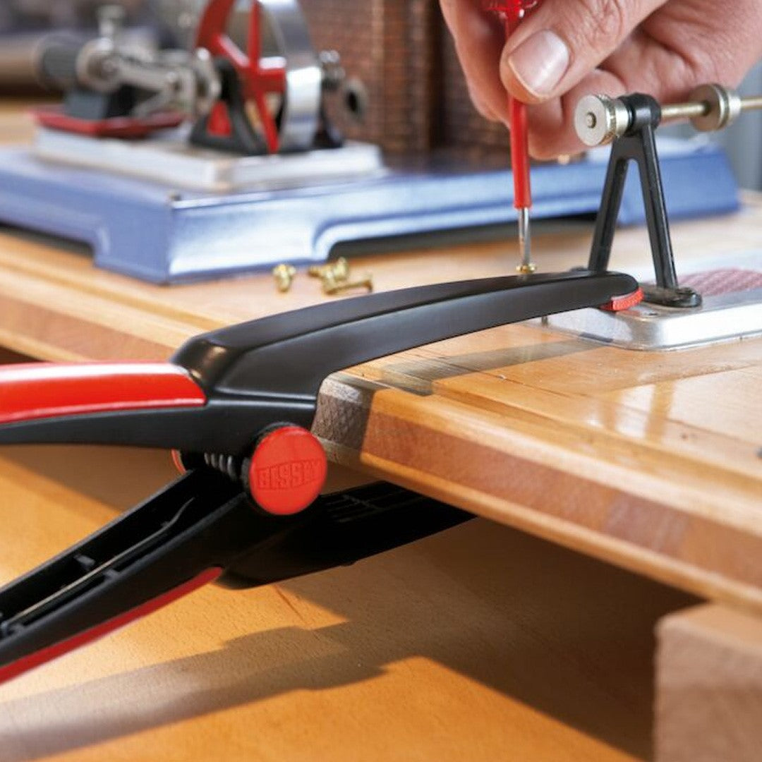 Bessey Needle Nose Spring Clamp 60mm - Close-up showing narrow jaws for one-handed operation in confined spaces