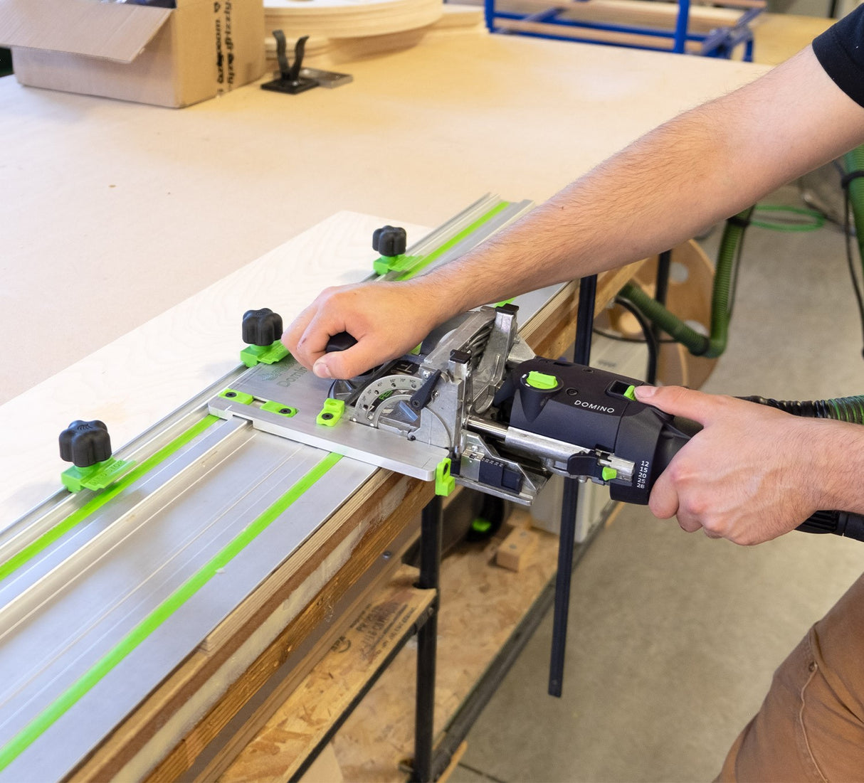 FastCap Festool Domino Sled for precise joinery hole measurements with Festool DF 500 Q-set Domino Joiner