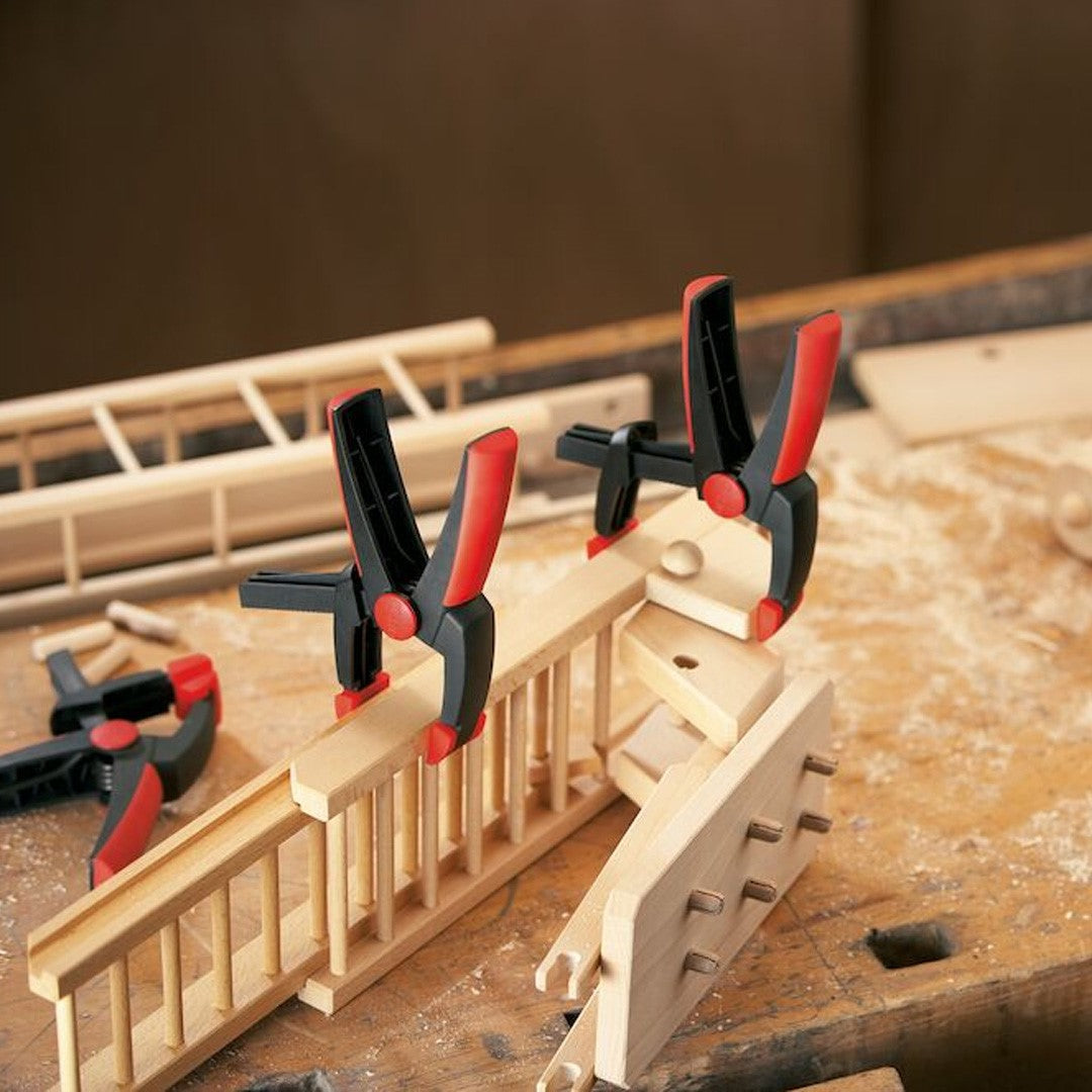 Bessey Adjustable Jaw Spring Clamp in use on woodworking project