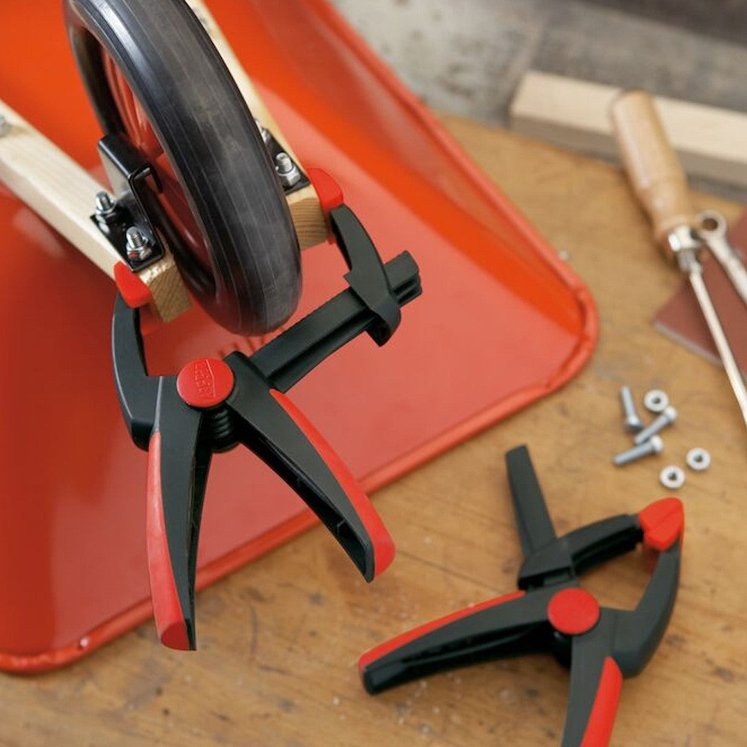 Bessey Adjustable Jaw Spring Clamp holding thick parallel workpieces