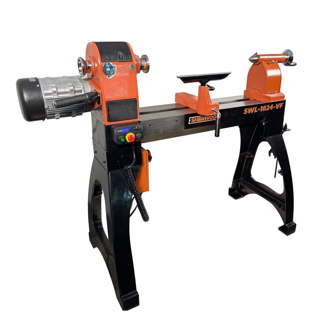 Sherwood Maxi 460mm Swing Lathe showcasing innovative outboard turning feature for versatile woodturning techniques