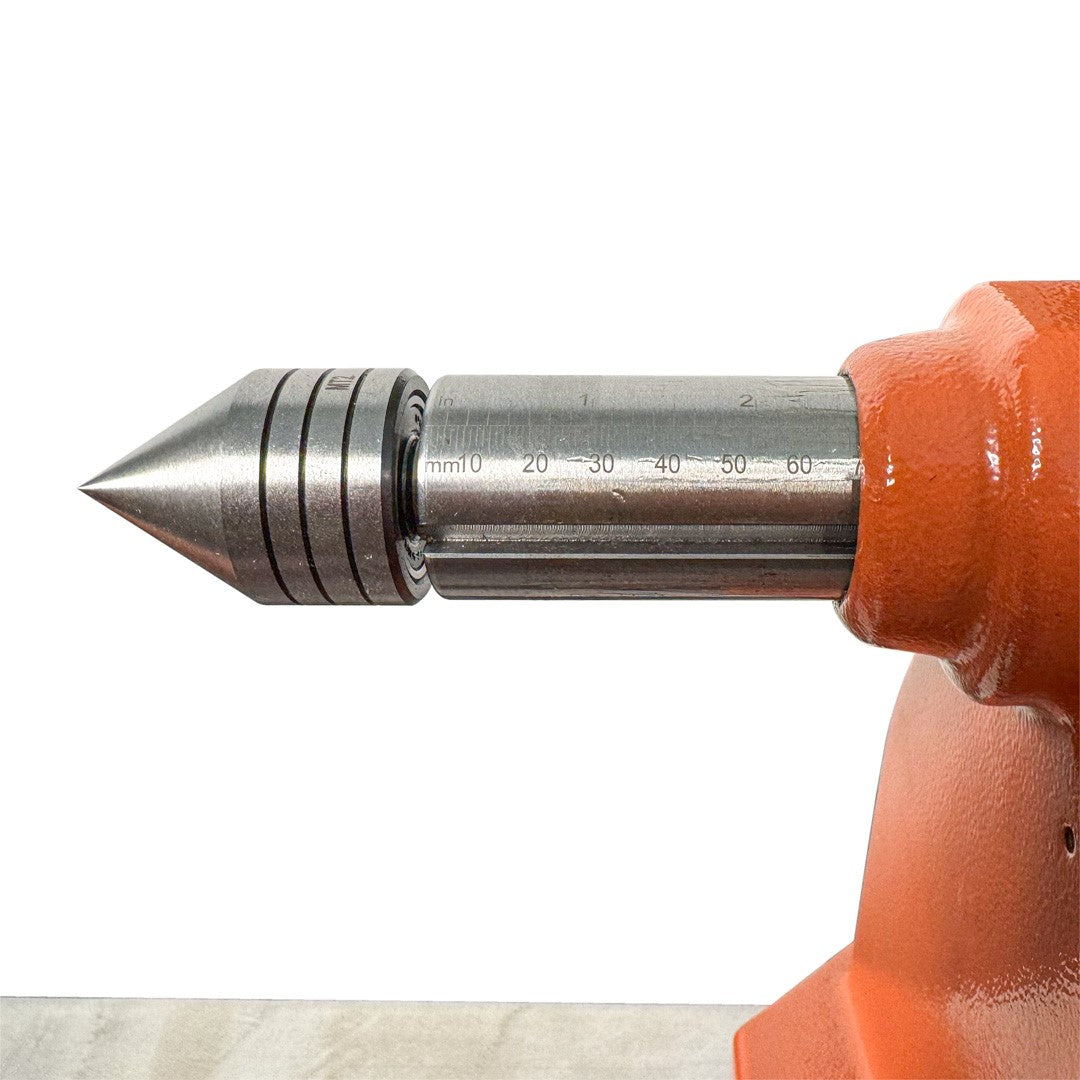 Sherwood Maxi 400mm Swing Wood Lathe with Motorised Bed extended showing spindle capacity